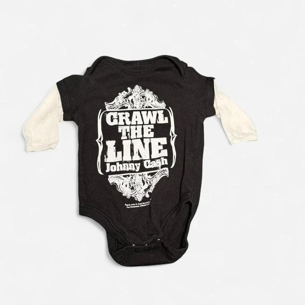 Old Navy Johnny Cash Bodysuit Unisex 3-6 Months Black Crawl the Line Graphic